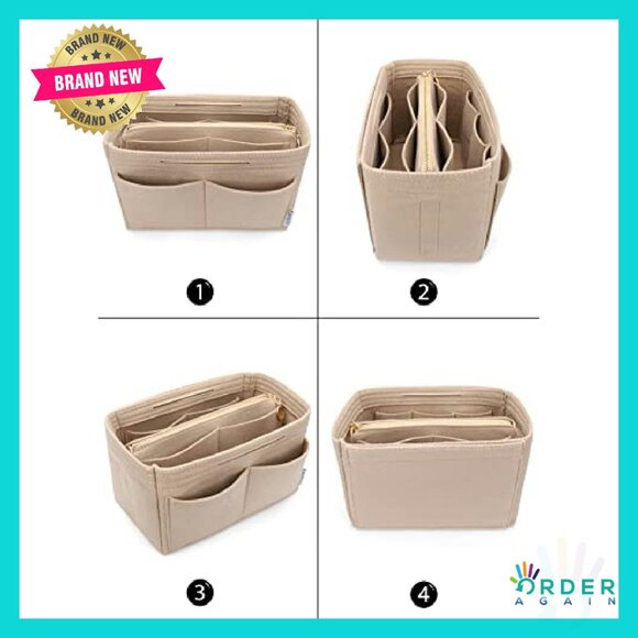 Felt Purse Organizer Insert Zipper Tote Shaper Speedy Neverfull Fit - Picture 4 of 8